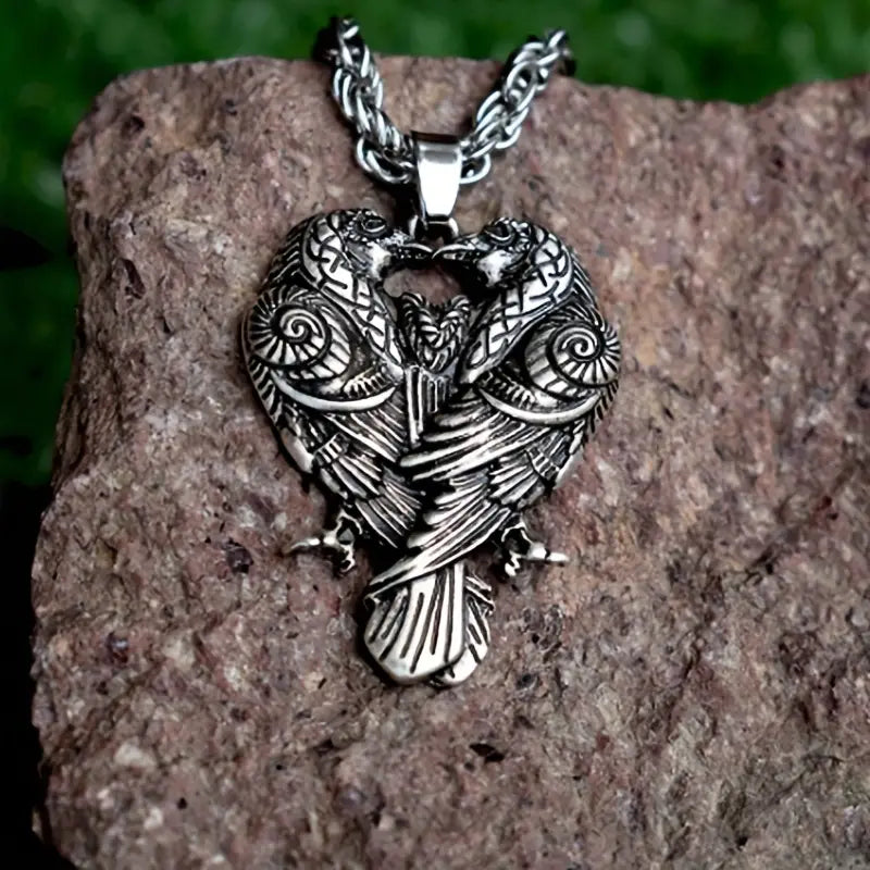 Viking halskettig met 2 kraaien