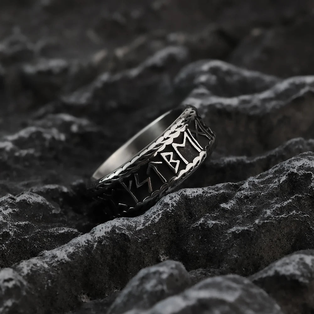 Stalen Viking totem herenring