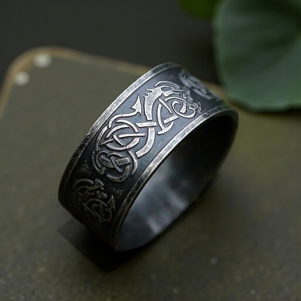 Herenring met Viking draak