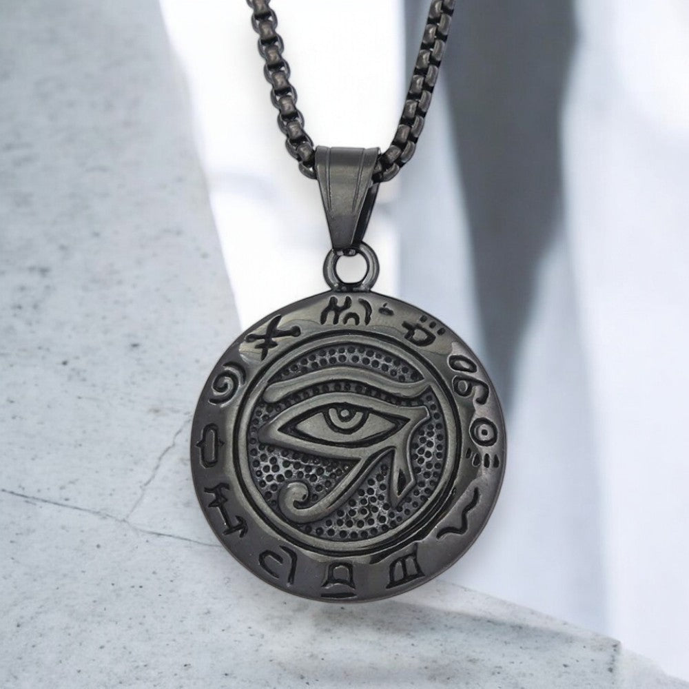 Uninsex halsketting met Egyptisch amulet met het oog van Horus