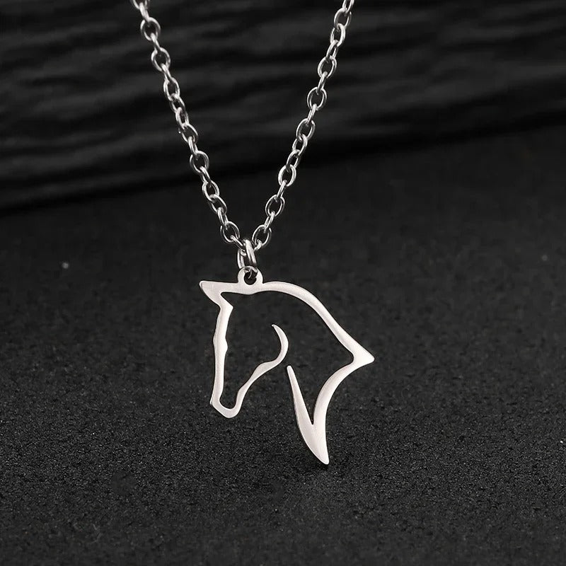 Fijne halsketting met klein paardenkop silhouet