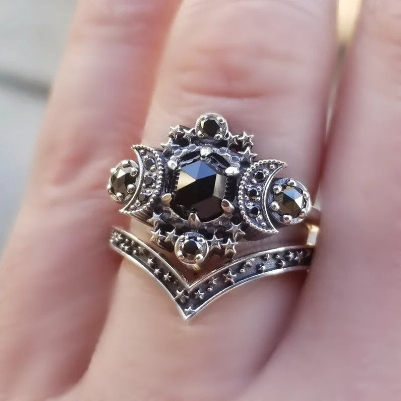 Set van 2 Gothic ringen met maantjes