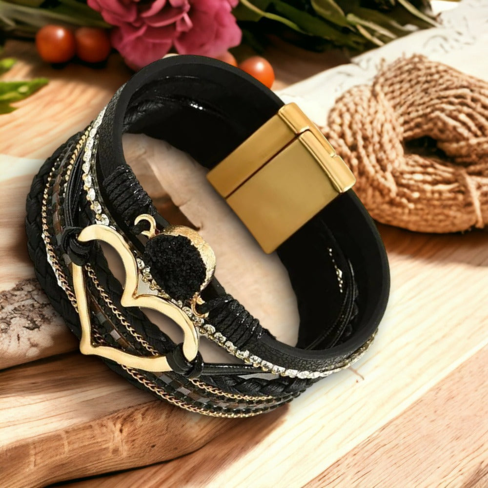 Multilayer vrouwenarmband met parel en hart