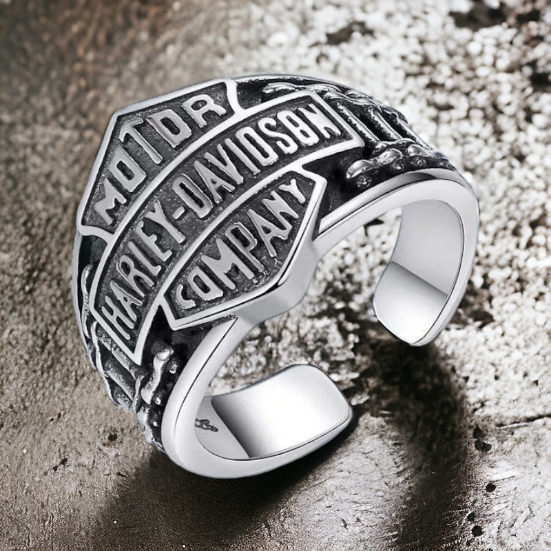 Open verstelbare ring met Harley Davidson