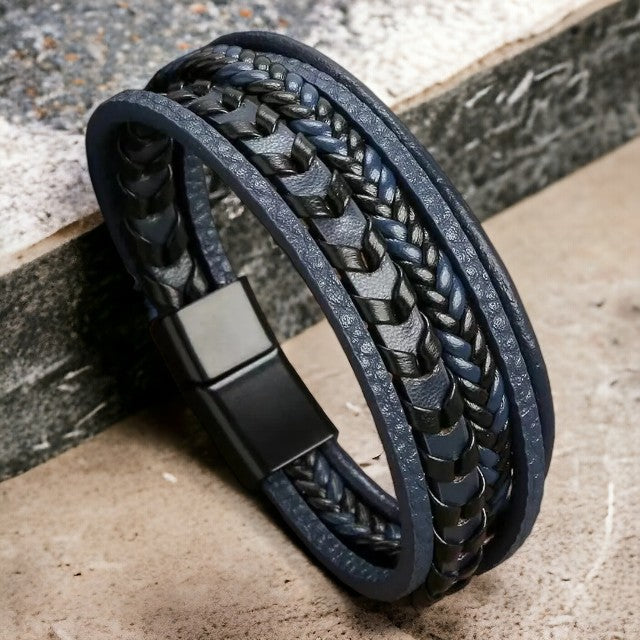 Multilayer lederen armband met verschillende structuren