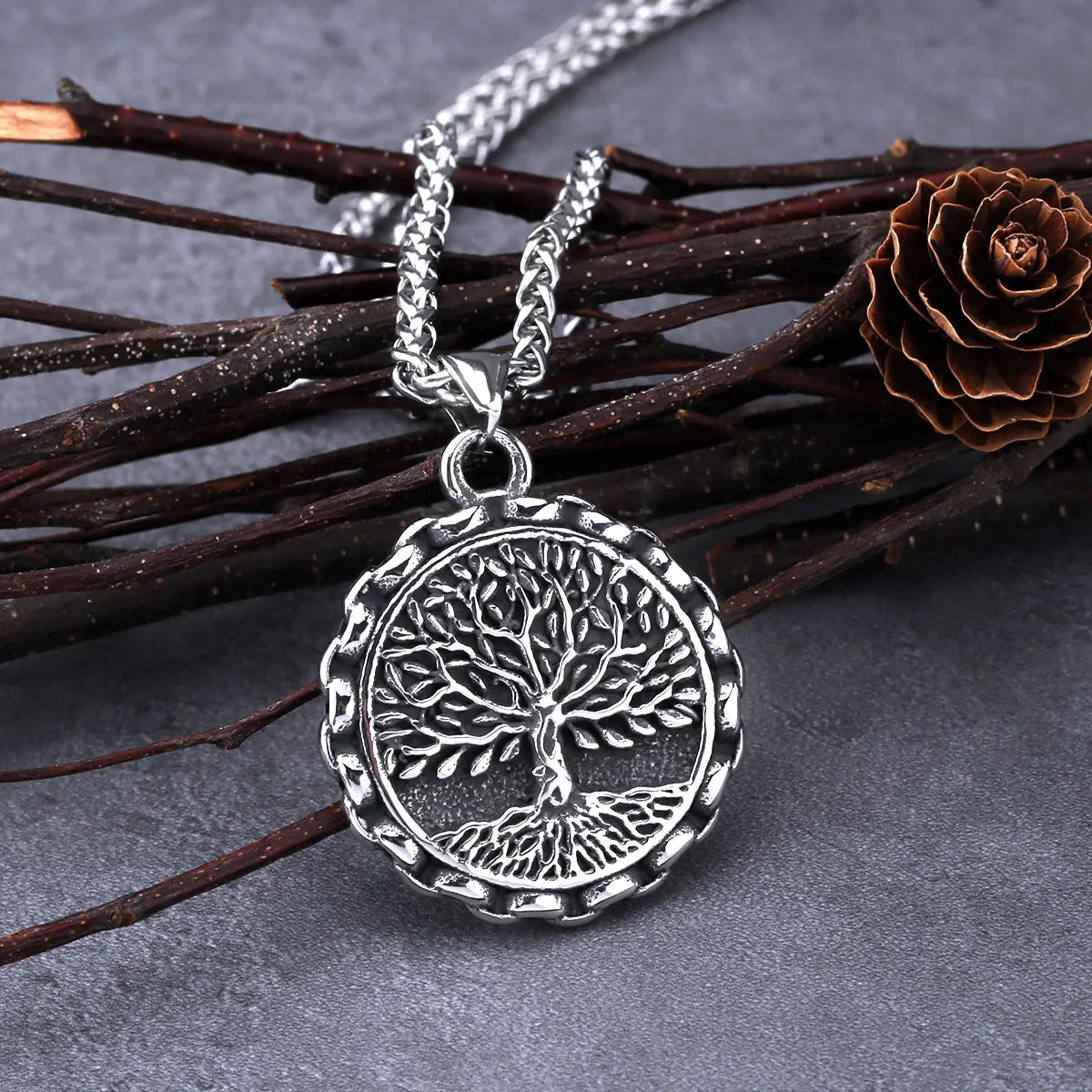 Viking herenketting met hanger met levensboom