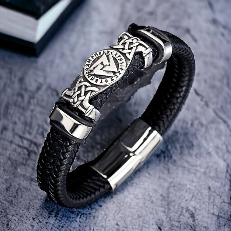 Gevlochten Noorse Runhe vikingarmband Valknut