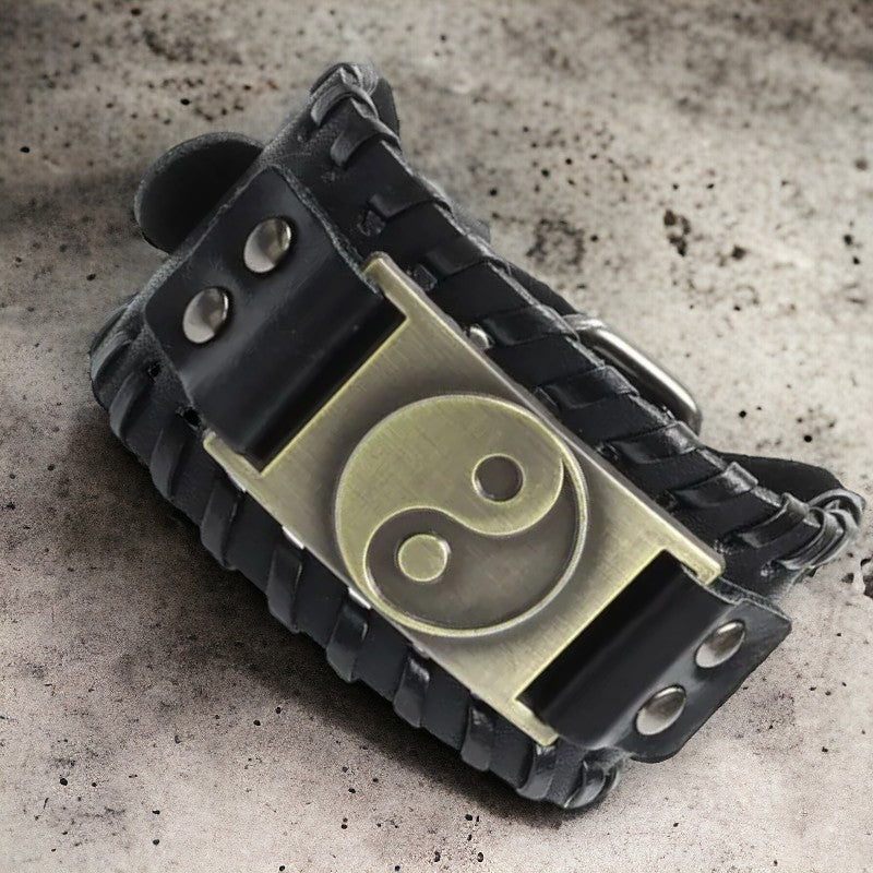 Lederen armband met YingYang