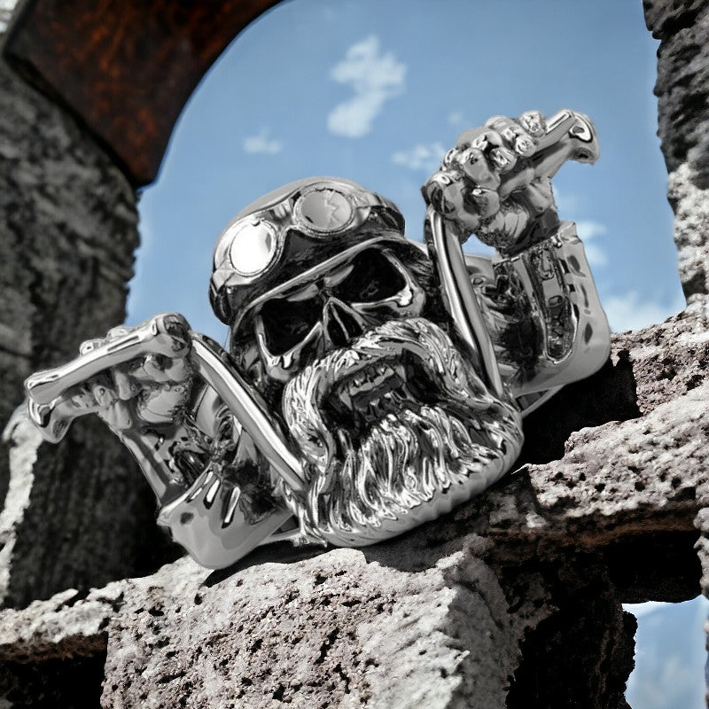 Biker-ring met Skullrider
