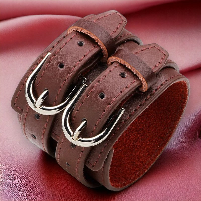 Lederen armband met dubbele bandjes