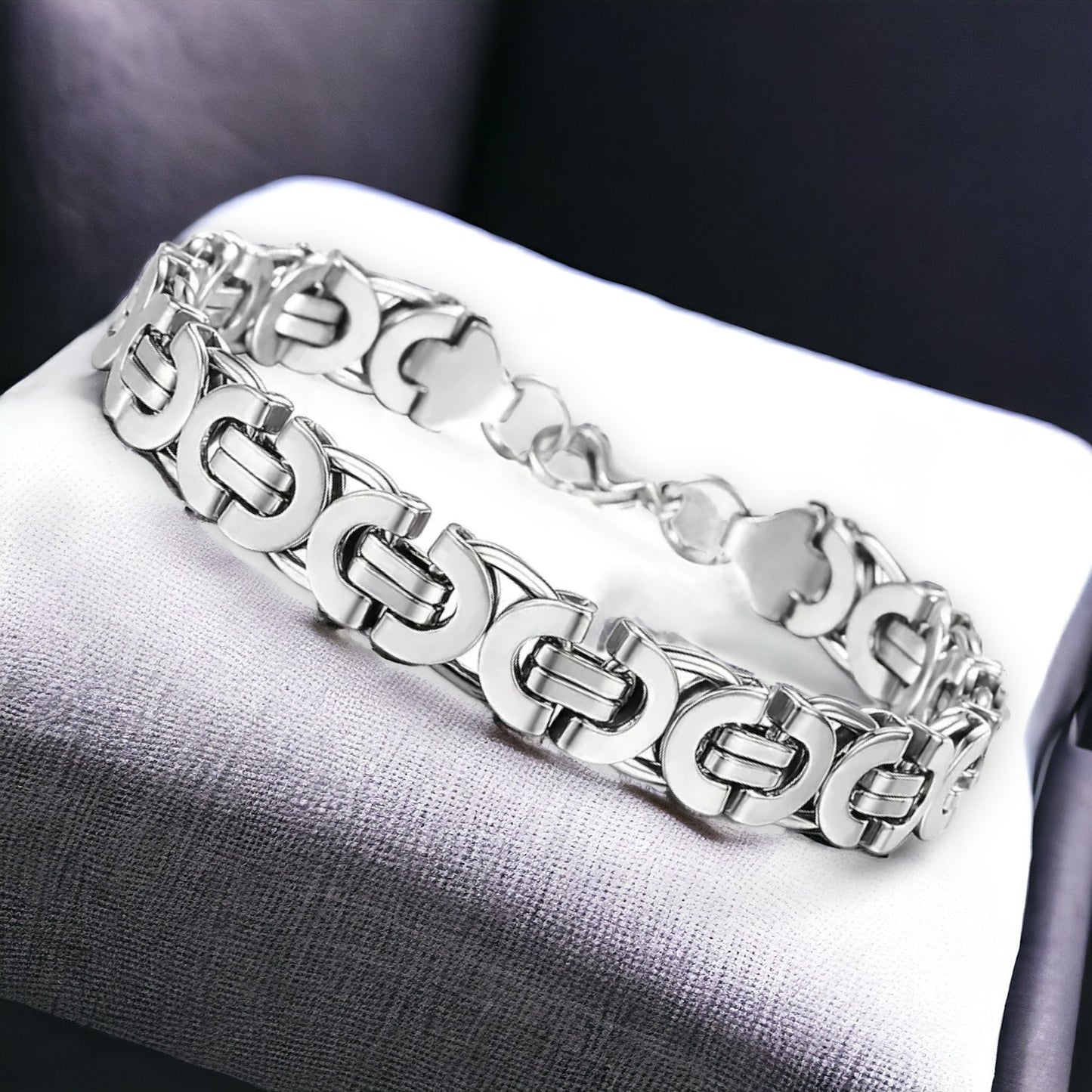 Stalen armband met cirkelvormige schakels