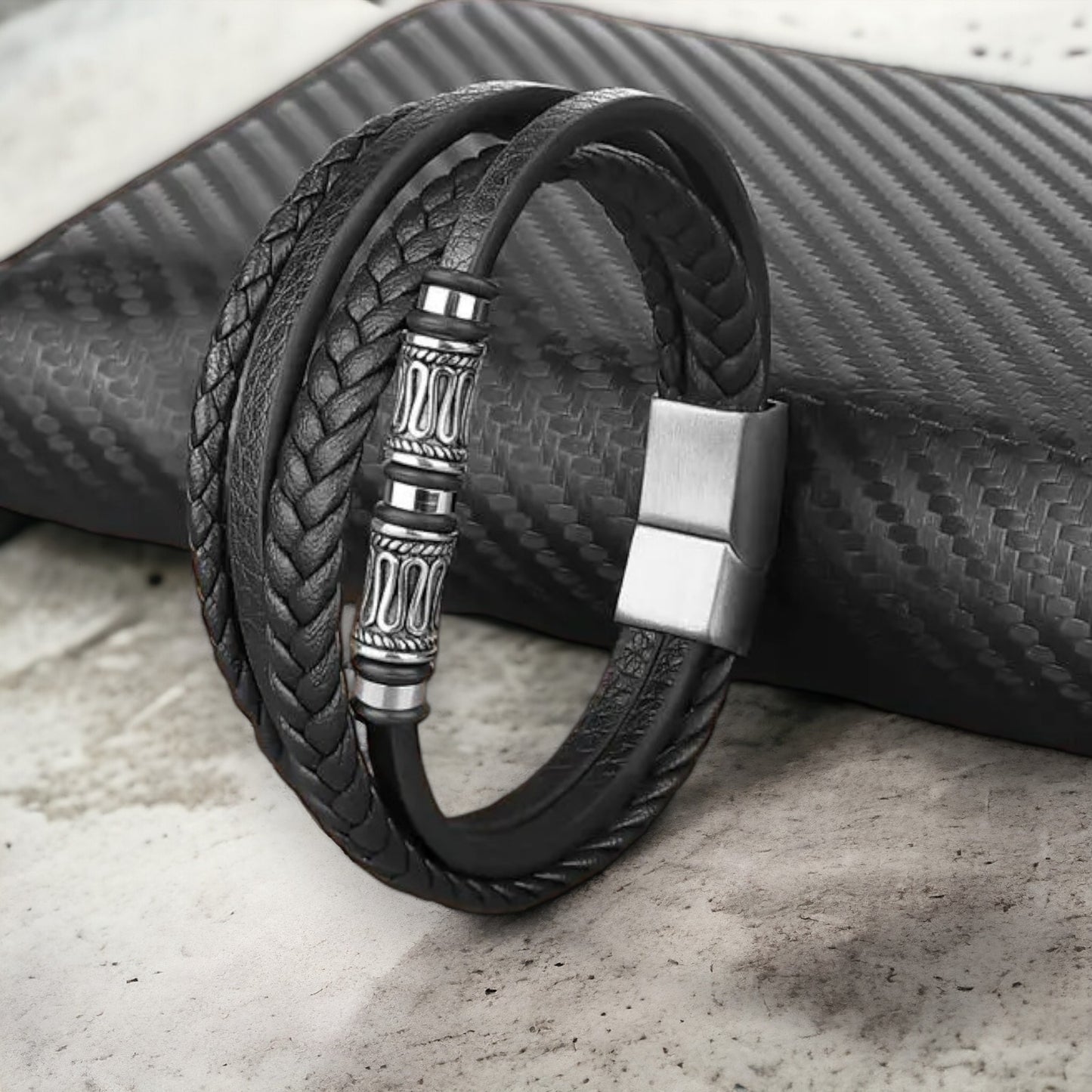 Multilayer armband met 2 lange fantasieparels