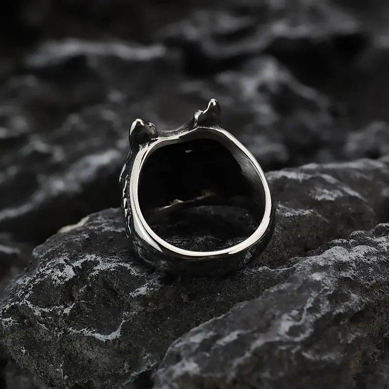 Viking herenring met wolfskop