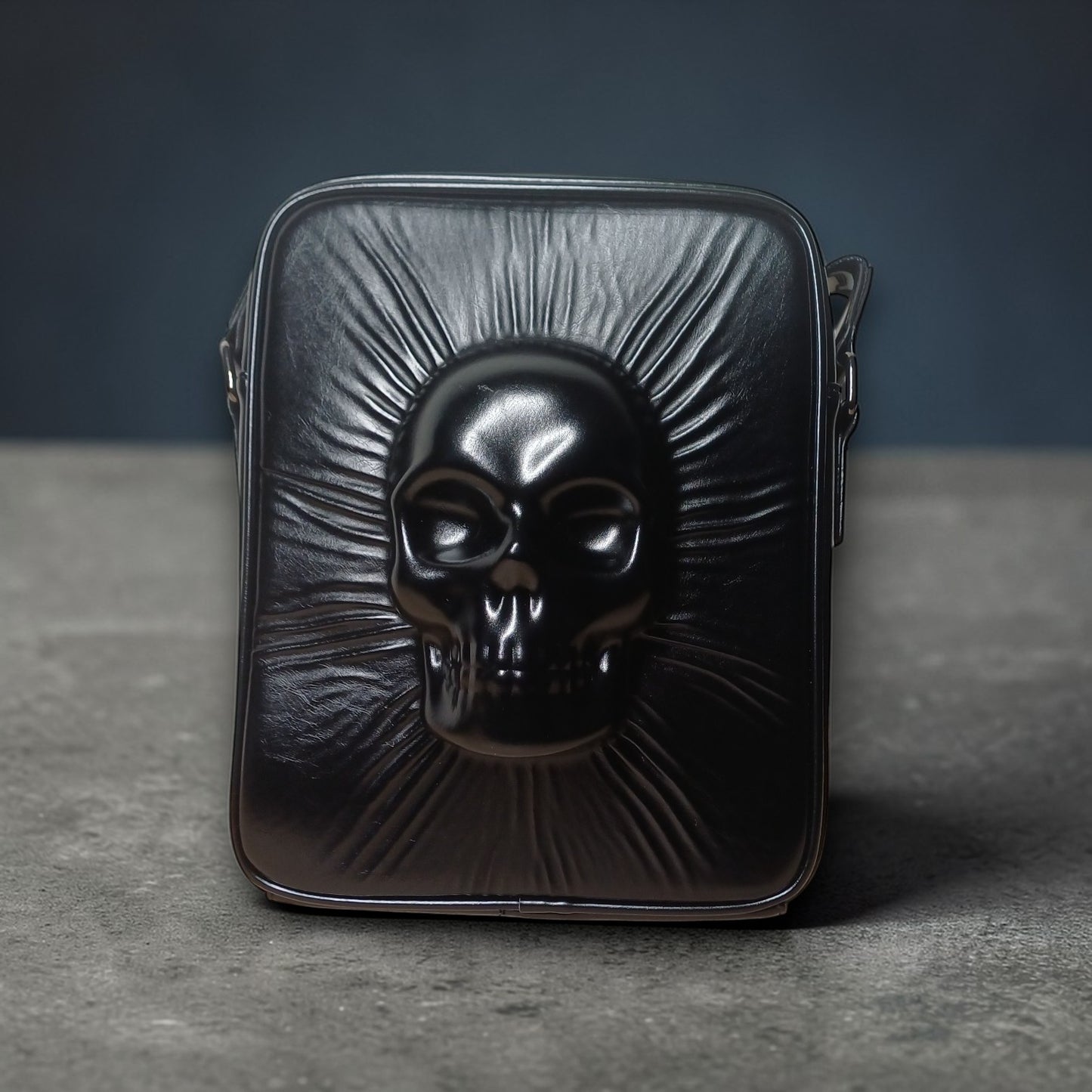 Rechthoekige handtas met Skull in 3D en Skull schouderband