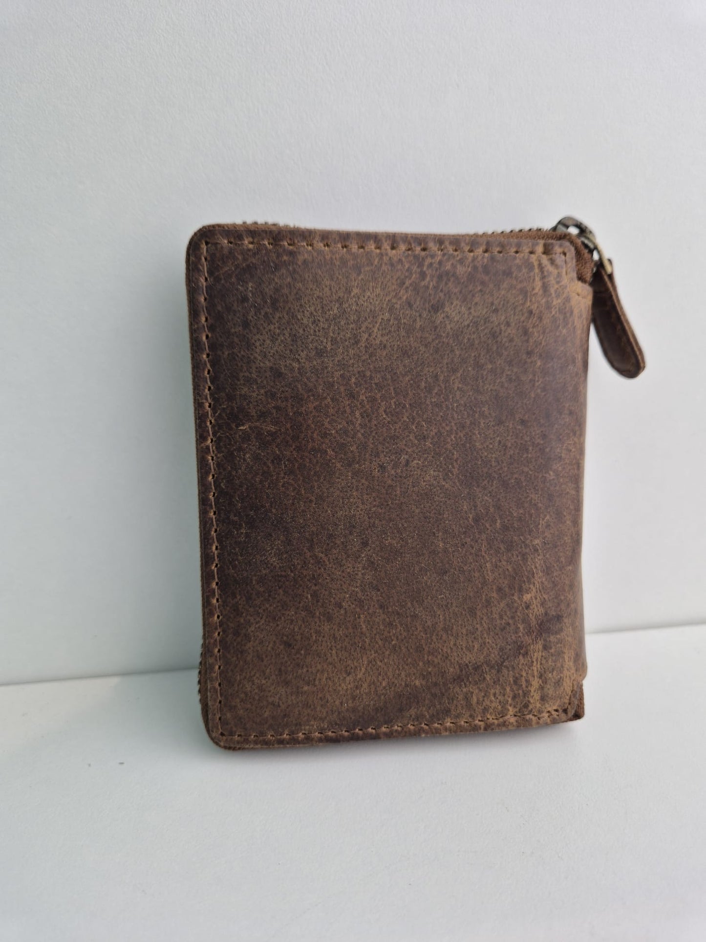 Unisex lederen portefeuille met rits langs 3 kanten