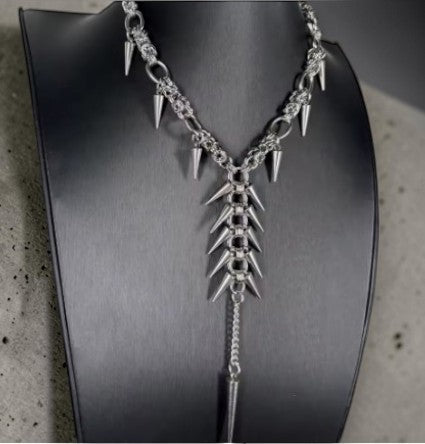 Punk stalen halsketting met verlengstuk met ketting en pin