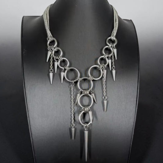 Stalen Punk ketting met cirkels en kettingen met pinnen