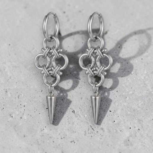 Stainless steel hangoorbellen met 4 cirkels en pin