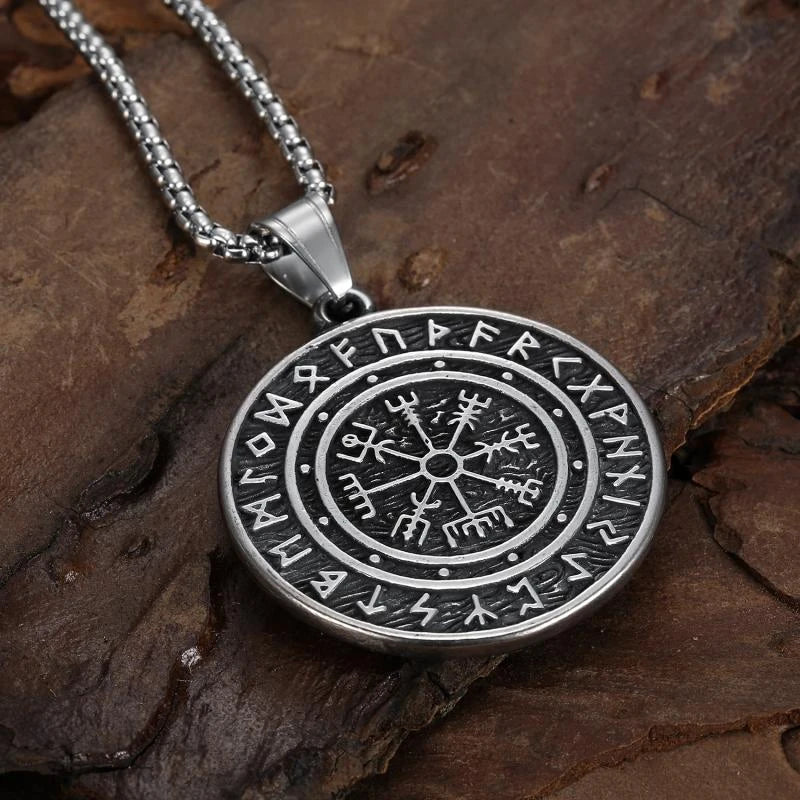 Unisex stalen halsketting met Viking kompas amulet