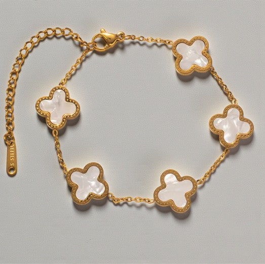 Fijne damesarmband met klavertjes 4, 5 stuks