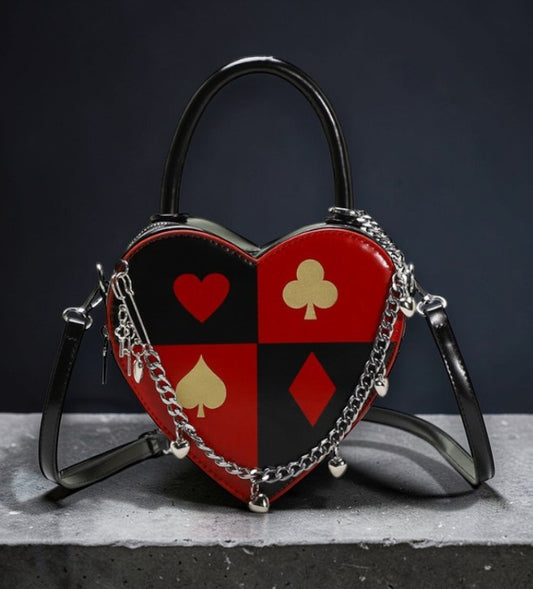 Handtas in de vorm van een hart. Voor de pokerliefhebbers of liefhebbers van Alice in Wonderland, Queen of Hearts