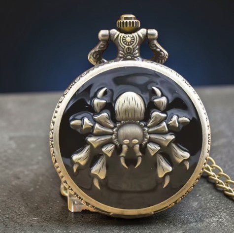 Zakhorloge met spin op zwarte achtergrond
