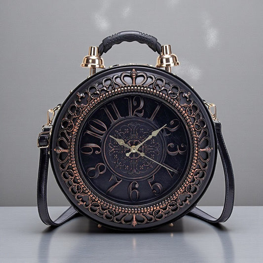 Handtas in de vorm van een wandklok