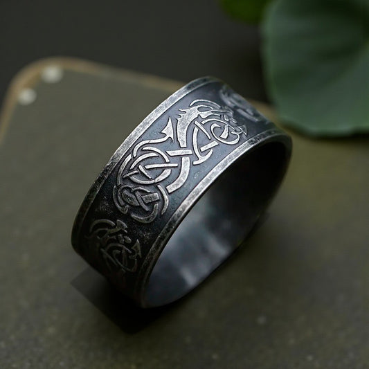 Herenring met Viking draak
