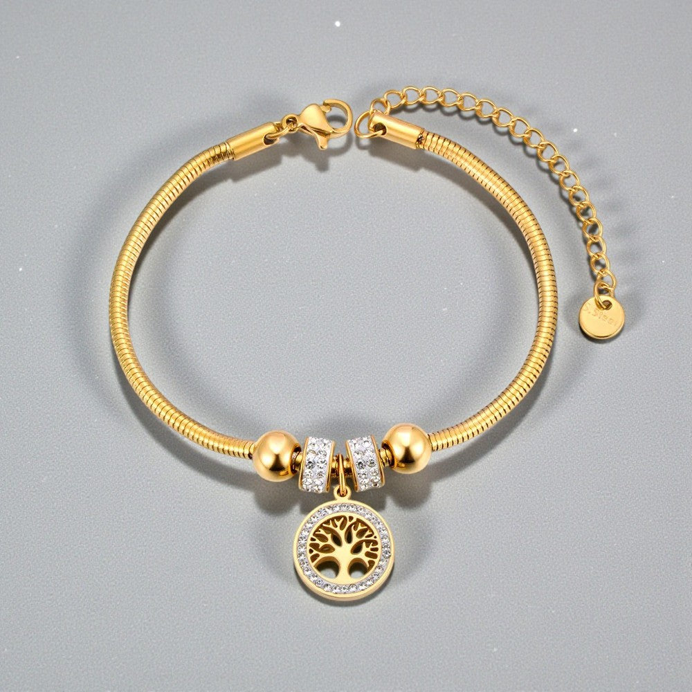 Soepele slangenarmband met verschillende bedels