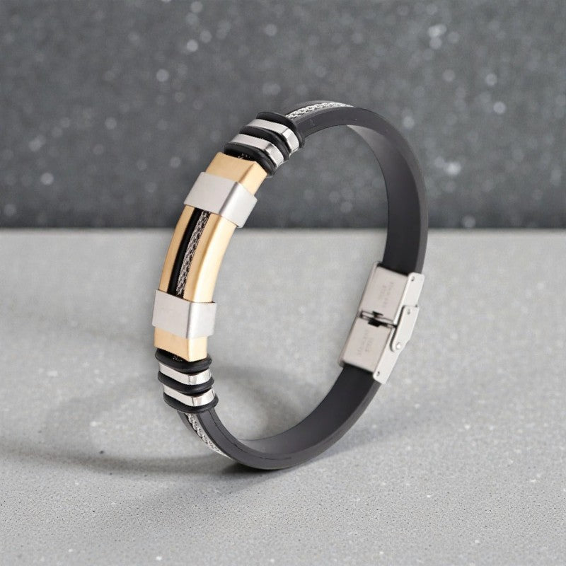 Unisex armband met stalen kabel en sluiting. Aanpasbaar in de lengte