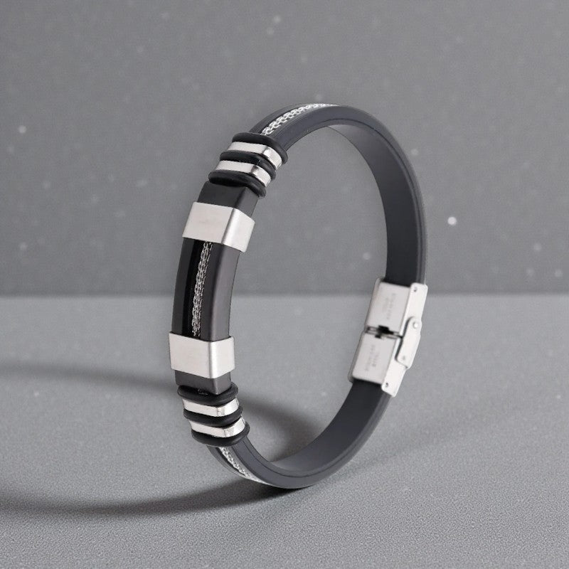 Unisex armband met stalen kabel en sluiting. Aanpasbaar in de lengte