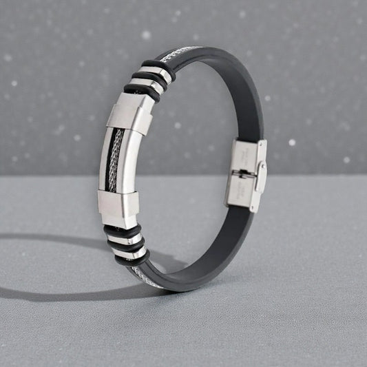 Unisex armband met stalen kabel en sluiting. Aanpasbaar in de lengte