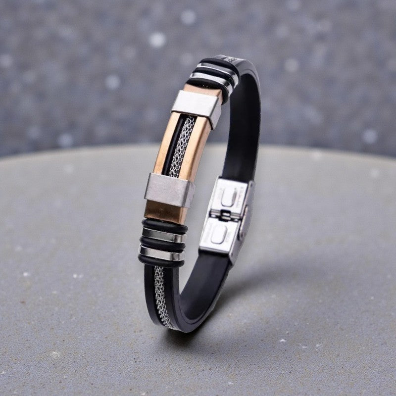 Unisex armband met stalen kabel en sluiting. Aanpasbaar in de lengte