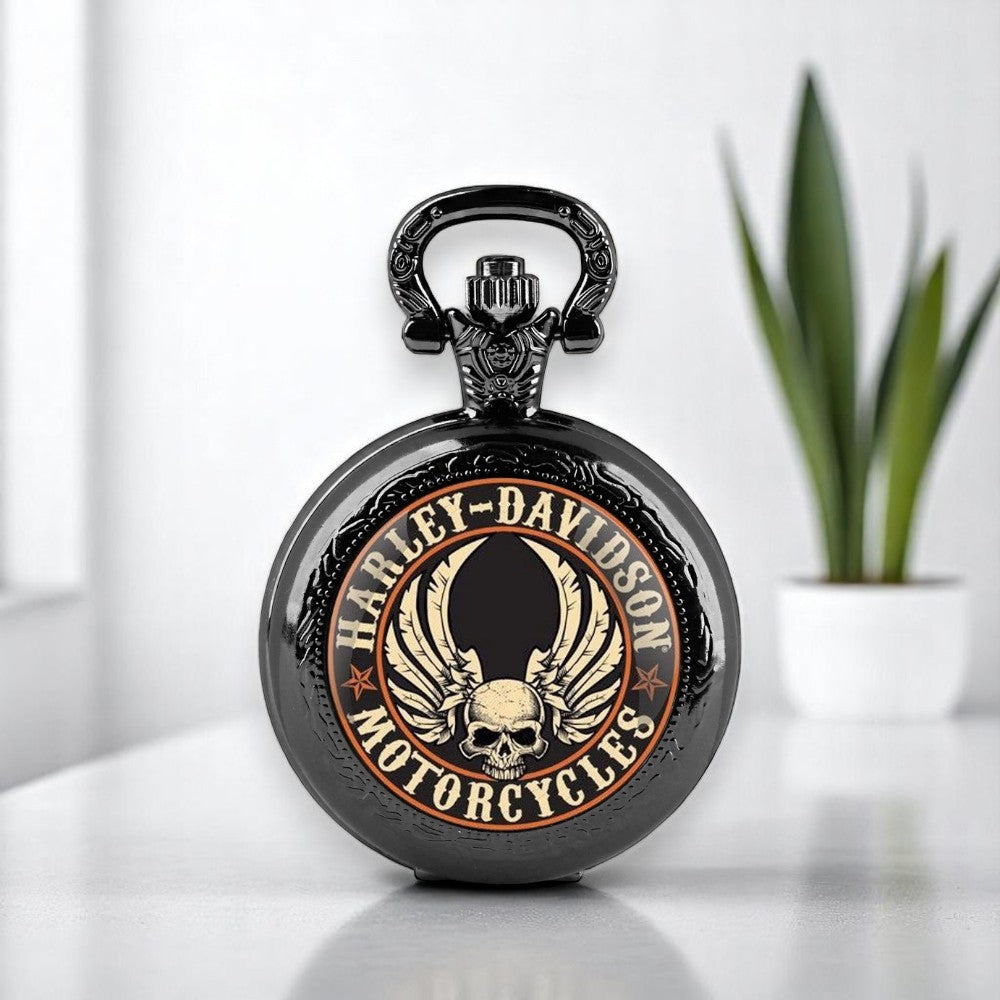 Kleine zwarte Harley Davidson zakhorloge