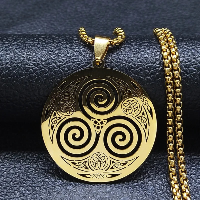 Unisex halsketting met Triskelion Keltische spiraal