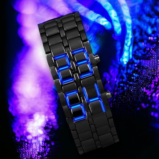 Stalen armband met ingewerkte LED-horloge.