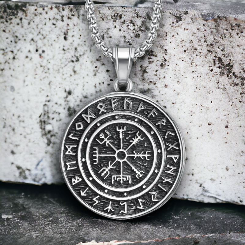 Unisex stalen halsketting met Viking kompas amulet