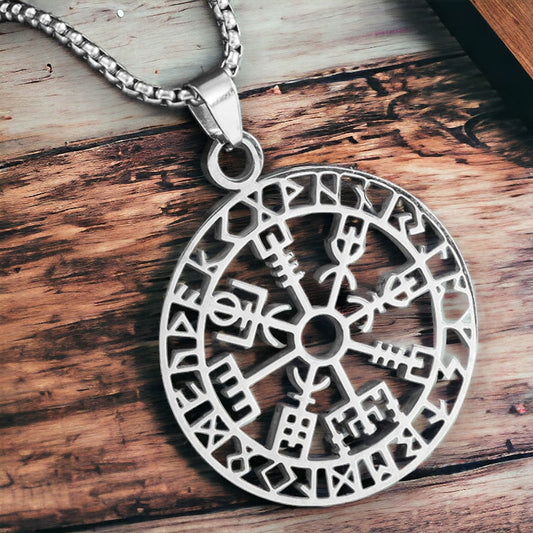 Viking halsketting voor heren met Keltisch kompas amulet