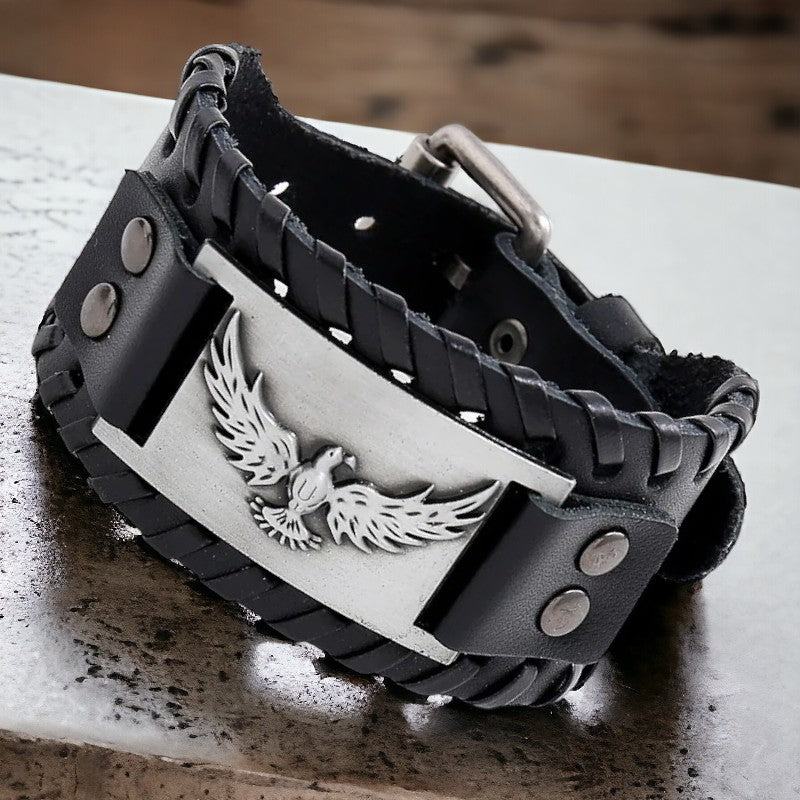 Lederen armband met adelaar