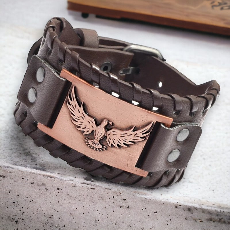 Lederen armband met adelaar